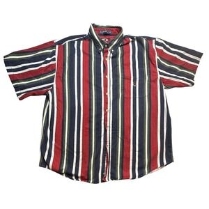 Vintage Coliseum Shirt Mens 2XL Multicolor Stripe Short Sleeve Button Down 90s